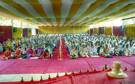 Devotees attending Sharad Sangams.