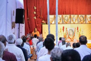 Swami Vasudevananda leads commemorative meditation, Dwarahat.