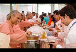Monks serve a special meal after Kriya Diksha ceremony.