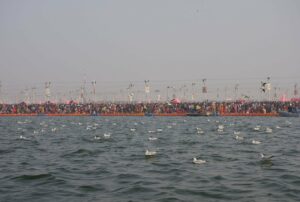 Millions throng the holy ghats near Sangam.
