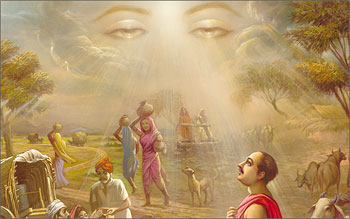 Eyes of God seeing Devotee in Prayer