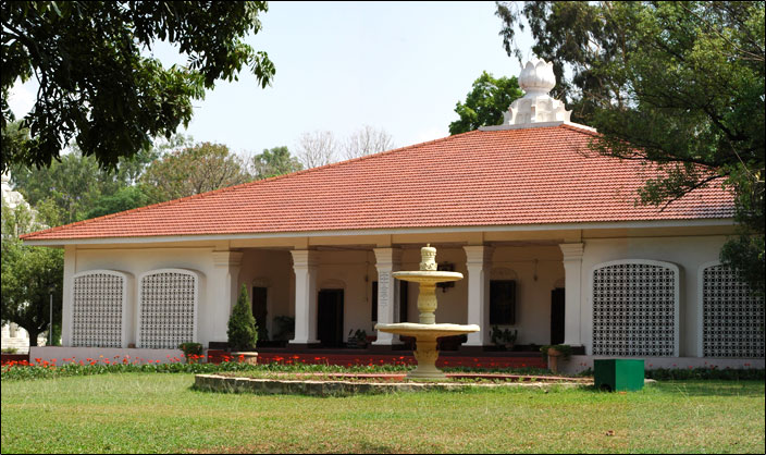 Main building with entrance to Yogananda's room.