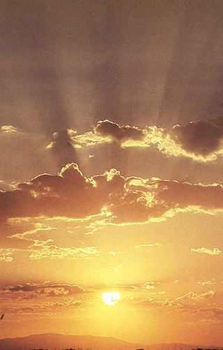 Sun rays spread on the sky depicting happiness.