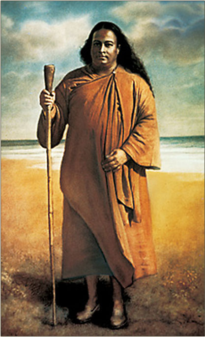 Paramahansa Yogananda standing on a Seashore