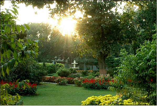 Sunrise from Ranchi ashram garden.