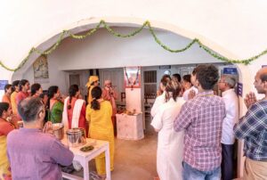 Swami lalitananda inaugurates the Kitchen pandal.