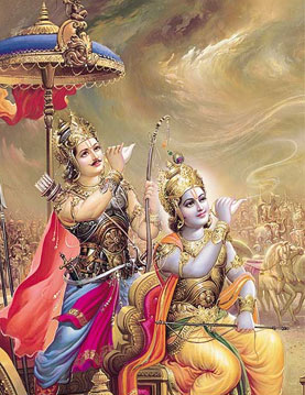 Krishna and Arjuna with conch shell (Sankh)