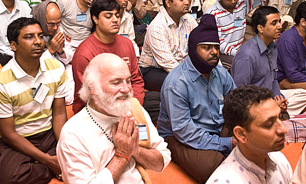Devotees praying and meditating